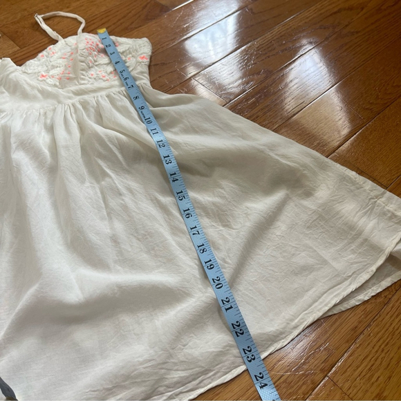Free People embroidered mini dress Coquette sweetheart babydoll white pink Sz M - Picture 10 of 14